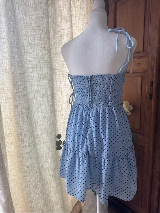 Honey and Rosie Light Blue Polka Dot Dress - Picture 4 of 4